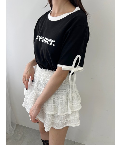 PHILLY（フィリー）の「【PHILLY】リボンリンガーTシャツ（Tシャツ/カットソー・レディース・ホワイト/ブラック・FREE）」の9枚目の写真