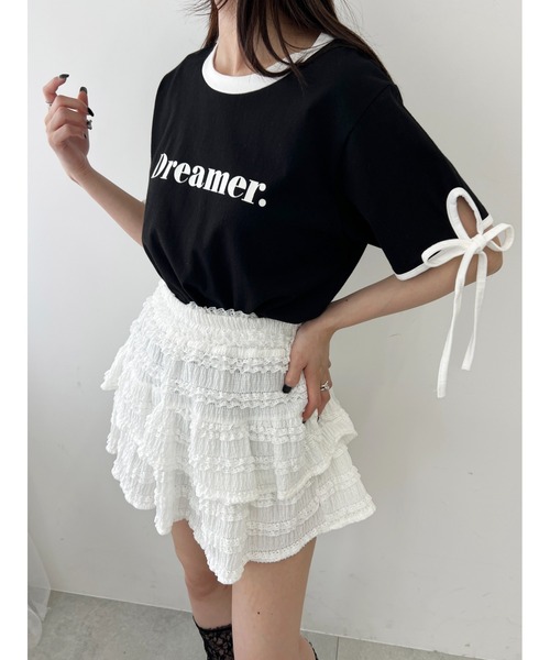 PHILLY（フィリー）の「【PHILLY】リボンリンガーTシャツ（Tシャツ/カットソー・レディース・ホワイト/ブラック・FREE）」の5枚目の写真
