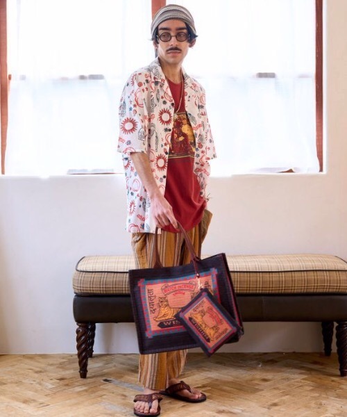 チャイハネ(チャイハネ)の「【チャイハネ】ダグシナMEN'S開襟シャツ(シャツ/ブラウス・メンズ・カーキ/ホワイト/ベージュ/オレンジ・FREE)」の5枚目の写真