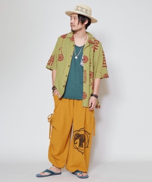 チャイハネ(チャイハネ)の「【チャイハネ】ダグシナMEN'S開襟シャツ(シャツ/ブラウス・メンズ・カーキ/ホワイト/ベージュ/オレンジ・FREE)」の10枚目の写真