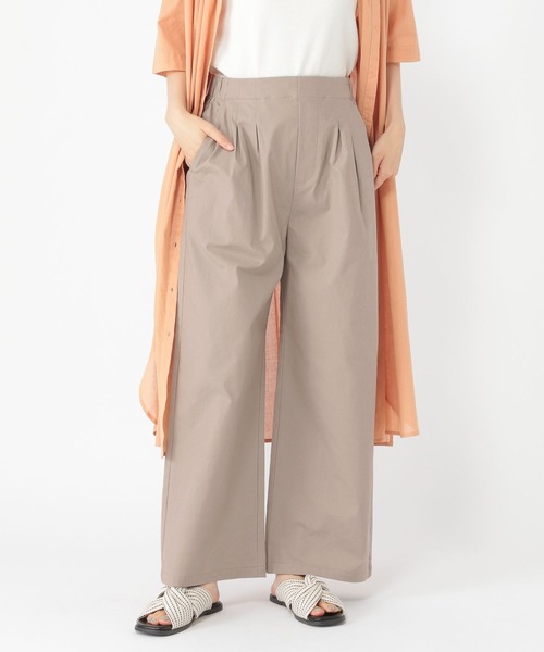 studio CLIP（スタディオクリップ）の「【接触冷感/ストレッチ】コットンリネンひんやりタックワイドパンツ[プチ・プラスサイズあり]（その他パンツ・レディース・ネイビー/モカ/イエロー・LARGE/MEDIUM/ﾌﾘｰ(L)/PF）」の14枚目の写真
