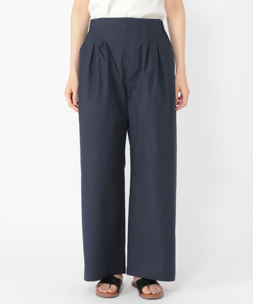studio CLIP（スタディオクリップ）の「【接触冷感/ストレッチ】コットンリネンひんやりタックワイドパンツ[プチ・プラスサイズあり]（その他パンツ・レディース・ネイビー/モカ/イエロー・LARGE/MEDIUM/ﾌﾘｰ(L)/PF）」の8枚目の写真