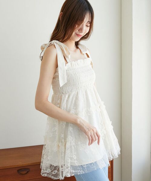 MAJESTIC LEGON(マジェスティックレゴン)の「マルチway肩リボンチュールビスチェ(ベスト・レディース・ホワイト系その他2/ブラック系その他2・MEDIUM)」の20枚目の写真