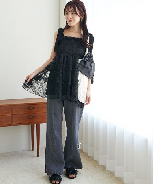 MAJESTIC LEGON(マジェスティックレゴン)の「マルチway肩リボンチュールビスチェ(ベスト・レディース・ホワイト系その他2/ブラック系その他2・MEDIUM)」の17枚目の写真