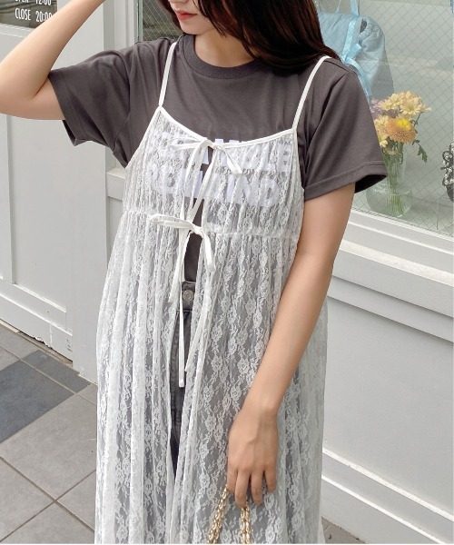 INGNI（イング）の「リボンレースキャミワンピース（ワンピース・レディース・ブラック/オフホワイト・M）」の15枚目の写真