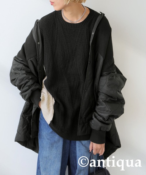 LIAN｜ホックデザインバイカラーニット | Rakuten Fashion(楽天
