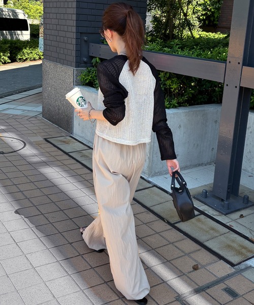ISOOK（アイスー）の「【ISOOK / アイスー】ラグランシアーニット / かぎ針編み クロップド丈 サマーニット ラグラントップス ZOZOTOWN限定（ニット/セーター・レディース・ブラック/ブラウン・FREE）」の3枚目の写真