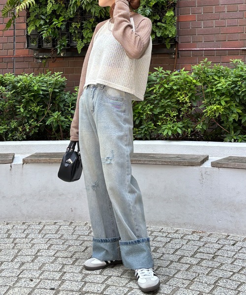ISOOK（アイスー）の「【ISOOK / アイスー】ラグランシアーニット / かぎ針編み クロップド丈 サマーニット ラグラントップス ZOZOTOWN限定（ニット/セーター・レディース・ブラック/ブラウン・FREE）」の10枚目の写真