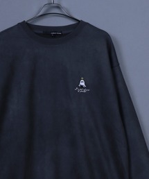 Faux Suede Ghost Embroidery Sweatshirt/ゴースト ワンポイント刺繍 フェイクスエード トレーナー スウェット