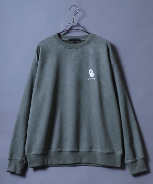 ANPAS(アンパス)の「Faux Suede Ghost Embroidery Sweatshirt/ゴースト ワンポイント刺繍 フェイクスエード トレーナー スウェット(スウェット・メンズ・ブルー/ライトグレー/チャコール/グリーン系その他/ホワイト系その他/グレー系その他/ホワイト系その他2/グレー系その他2/ブルー系その他/アイボリー・L/M)」の11枚目の写真