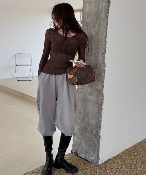 i-dare（アイディア）の「【i-dare】シースルー シアー メッシュ トップス（Tシャツ/カットソー・レディース・ホワイト/ブラウン/ブラック・FREE）」の5枚目の写真