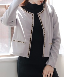 JULIA BOUTIQUE（ジュリアブティック）の「チェーン付ポンチ素材ノーカラージャケット（ノーカラージャケット）」