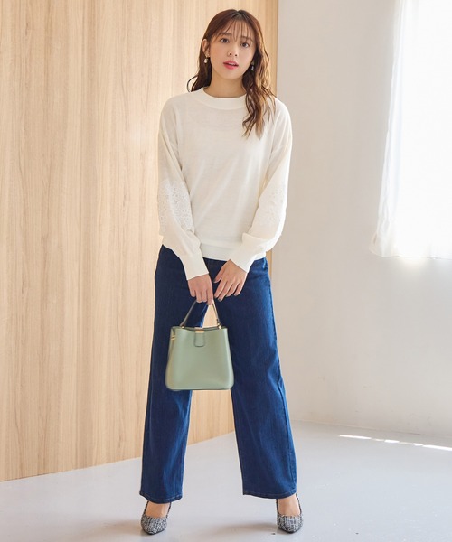 alotta(アロッタ)の「カシミヤタッチふんわり袖レースニット(ニット/セーター・レディース・ブラック/ラベンダー/ネイビー/ホワイト・3L/LL/L/M)」の22枚目の写真