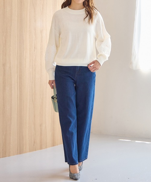 alotta(アロッタ)の「カシミヤタッチふんわり袖レースニット(ニット/セーター・レディース・ブラック/ラベンダー/ネイビー/ホワイト・3L/LL/L/M)」の11枚目の写真