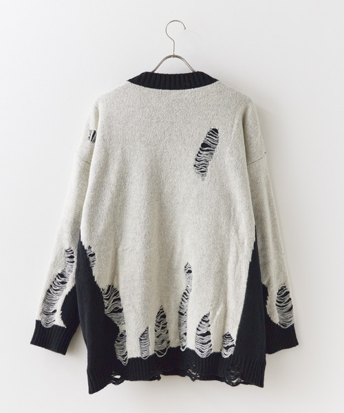 Bicolor damage Knit / バイカラーダメージニット（ニット