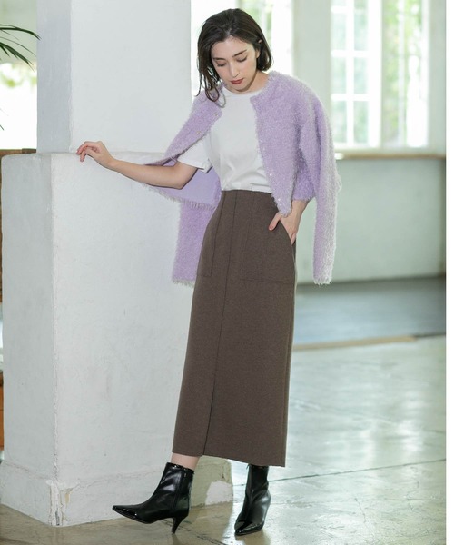 OPAQUE.CLIP(オペークドットクリップ)の「◆《S-LLsize/7color》ウールライクストレッチタイトスカート【洗濯機洗い可】(スカート・レディース・ライトベージュ/ブラック系7/グレー/チャコールグレー/ブルー系その他/ブラウン系8/レッド系9・36/38/40/42)」の11枚目の写真