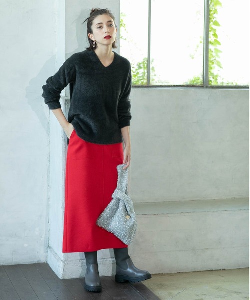 OPAQUE.CLIP(オペークドットクリップ)の「◆《S-LLsize/7color》ウールライクストレッチタイトスカート【洗濯機洗い可】(スカート・レディース・ライトベージュ/ブラック系7/グレー/チャコールグレー/ブルー系その他/ブラウン系8/レッド系9・36/38/40/42)」の20枚目の写真