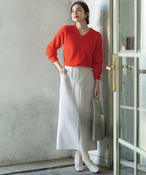 OPAQUE.CLIP(オペークドットクリップ)の「◆《S-LLsize/7color》ウールライクストレッチタイトスカート【洗濯機洗い可】(スカート・レディース・ライトベージュ/ブラック系7/グレー/チャコールグレー/ブルー系その他/ブラウン系8/レッド系9・36/38/40/42)」の18枚目の写真