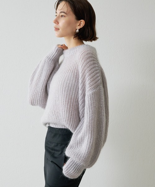 専用です★GOLDEN ♡グレー♡ニット 大人の素敵ニット 洗える！ ダブルフェイス配色プルオーバー レディス