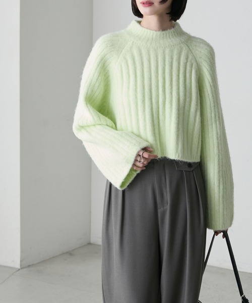 Knuth Marf ワイドスリーブニット アイボリー bumpy wide sleeve knit/2color | KNUTH MARF
