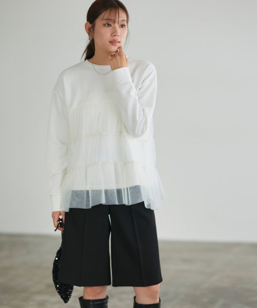 Pierrot(ピエロ)の「チュールティアードスウェット(スウェット・レディース・オフホワイト/ブラック/チャコール・M/L)」の12枚目の写真