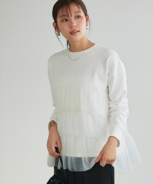 Pierrot(ピエロ)の「チュールティアードスウェット(スウェット・レディース・オフホワイト/ブラック/チャコール・M/L)」の14枚目の写真