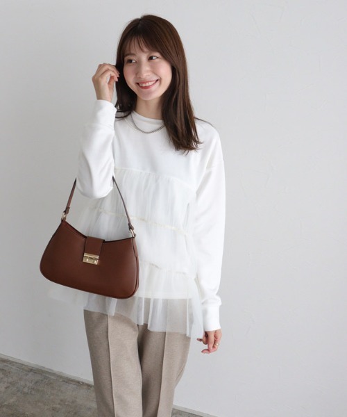 Pierrot(ピエロ)の「チュールティアードスウェット(スウェット・レディース・オフホワイト/ブラック/チャコール・M/L)」の17枚目の写真