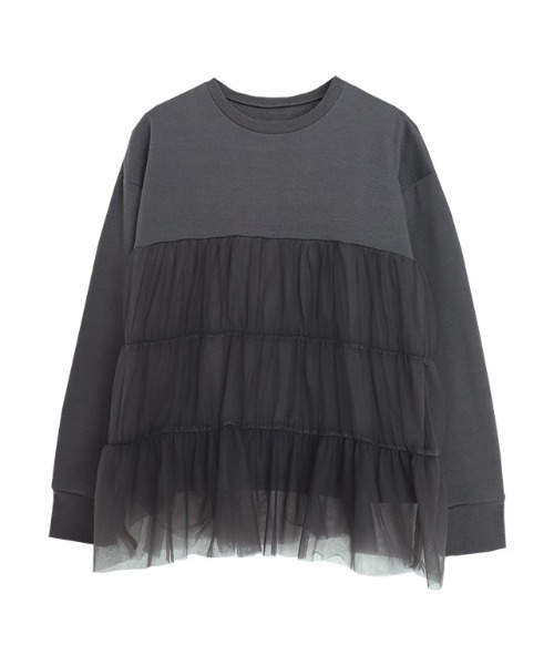 Pierrot(ピエロ)の「チュールティアードスウェット(スウェット・レディース・オフホワイト/ブラック/チャコール・M/L)」の6枚目の写真