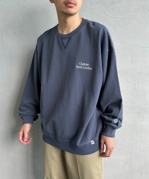 Russell Athletic（ラッセルアスレティック）の「[RUSSELL ATHLETIC/ラッセル アスレチック] 別注 カレッジロゴプリントスウェット（スウェット・レディース・クリーム/グレー/オレンジ/ネイビー/ブラック・M/S/L）」の7枚目の写真