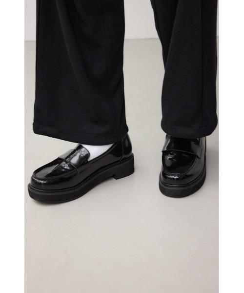 moussy ブラックレザー 厚底ローファー moussy ブラックレザー 厚底ローファー