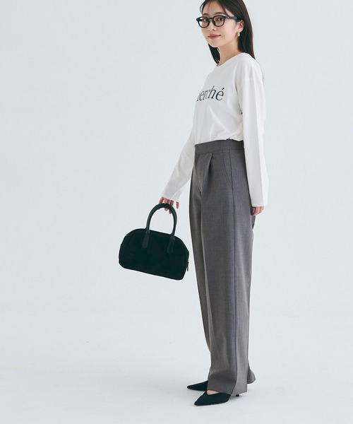 coca(coca)(コカ)の「【WEB限定セール】ウールライクボンディング ワイドパンツ(スラックス・レディース・ブラック/グレー・S/L/M)」の5枚目の写真