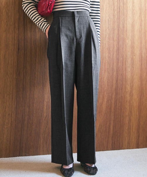 coca(coca)(コカ)の「【WEB限定セール】ウールライクボンディング ワイドパンツ(スラックス・レディース・ブラック/グレー・S/L/M)」の10枚目の写真