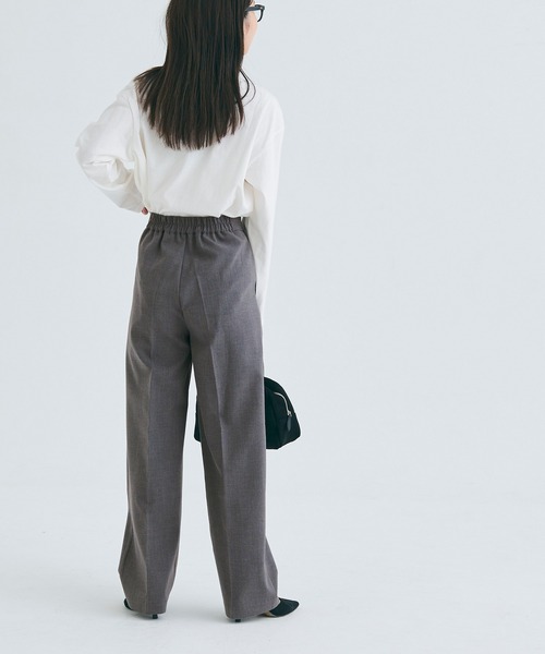 coca(coca)(コカ)の「【WEB限定セール】ウールライクボンディング ワイドパンツ(スラックス・レディース・ブラック/グレー・S/L/M)」の8枚目の写真