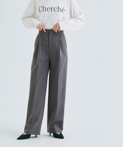 coca(coca)(コカ)の「【WEB限定セール】ウールライクボンディング ワイドパンツ(スラックス・レディース・ブラック/グレー・S/L/M)」の6枚目の写真