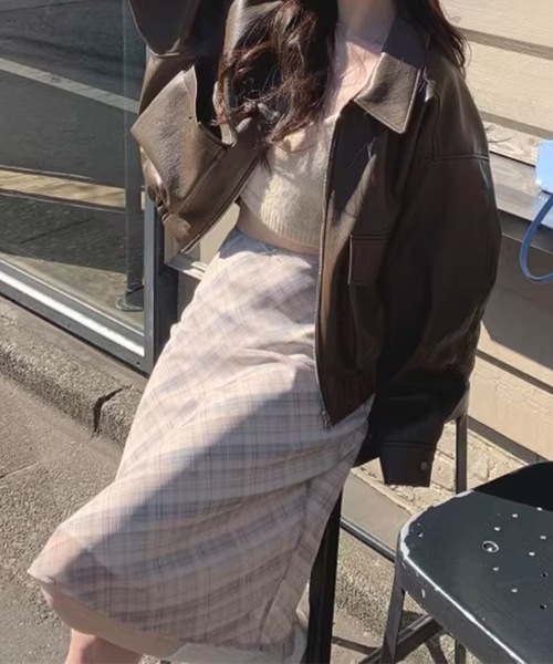 Lace Ladies（レースレディース）の「リボン付き チェック柄 シアー ミディアム  スカート（スカート・レディース・グレー/ベージュ・S/M/L/XL）」の12枚目の写真