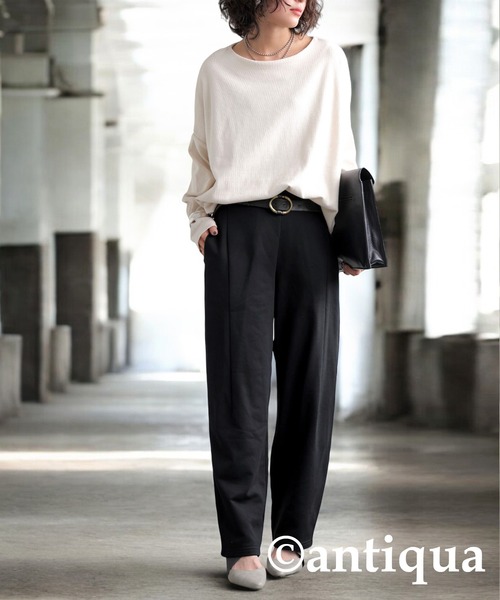 antiqua(アンティカ)の「カッティングテーパードパンツ(その他パンツ・レディース・ホワイト/ブラック/スミクロ/チャコールグレー/ライトグリーン/ネイビー・P/R)」の19枚目の写真