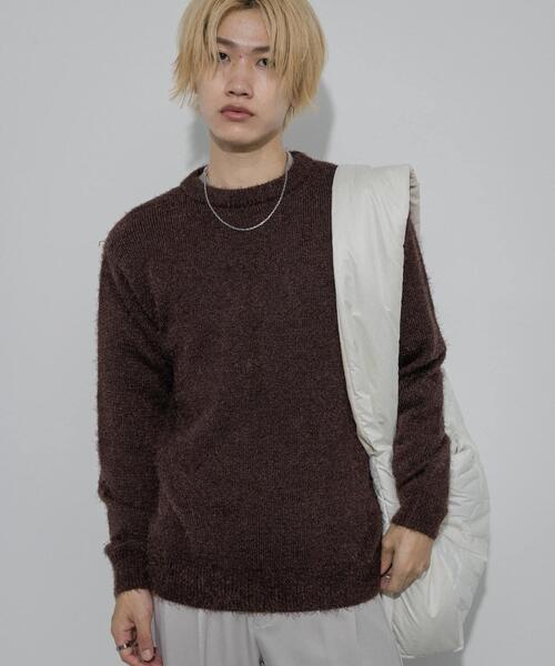 SENSE OF PLACE by URBAN RESEARCH（センスオブプレイスバイアーバンリサーチ）の「『洗濯可』ソフトシャギークルーネックニット（ニット/セーター・メンズ・グリーン系その他/ブラウン/チャコールグレー・MEDIUM/LARGE）」の6枚目の写真