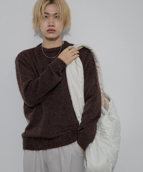 SENSE OF PLACE by URBAN RESEARCH（センスオブプレイスバイアーバンリサーチ）の「『洗濯可』ソフトシャギークルーネックニット（ニット/セーター・メンズ・グリーン系その他/ブラウン/チャコールグレー・MEDIUM/LARGE）」の8枚目の写真