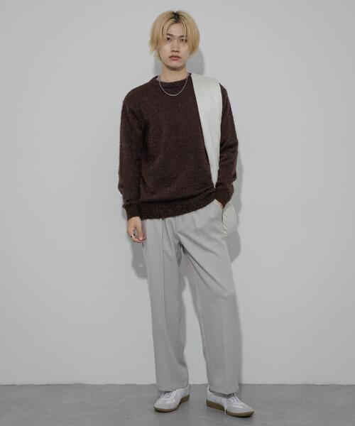 SENSE OF PLACE by URBAN RESEARCH（センスオブプレイスバイアーバンリサーチ）の「『洗濯可』ソフトシャギークルーネックニット（ニット/セーター・メンズ・グリーン系その他/ブラウン/チャコールグレー・MEDIUM/LARGE）」の9枚目の写真