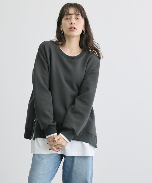 AMERICAN HOLIC（アメリカンホリック）の「サイドドットボタンポンチプルオーバー（スウェット・レディース・チャコールグレー/ターコイズブルー/グレー系その他/アイボリー・M/L）」の15枚目の写真