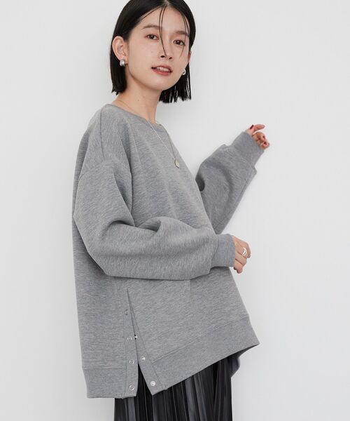 AMERICAN HOLIC（アメリカンホリック）の「サイドドットボタンポンチプルオーバー（スウェット・レディース・チャコールグレー/ターコイズブルー/グレー系その他/アイボリー・M/L）」の3枚目の写真