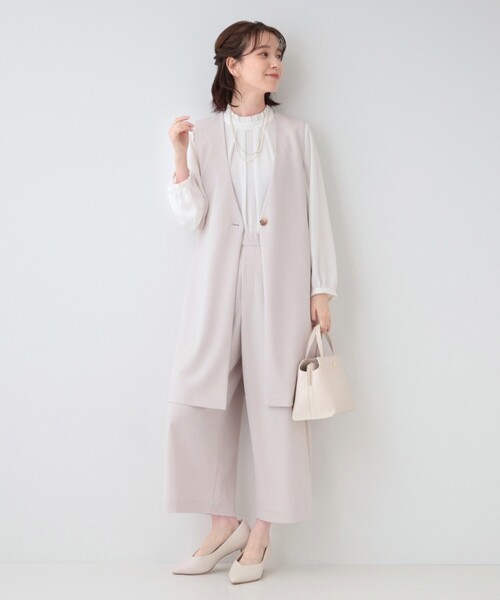 SHOO・LA・RUE（シューラルー）の「【洗える/S-3L/セットアップ可】セレモニーや通勤にも カットジョーゼット ジレ（ベスト・レディース・ブラック/ネイビー/ナチュラル・04/03/02/01/05）」の13枚目の写真