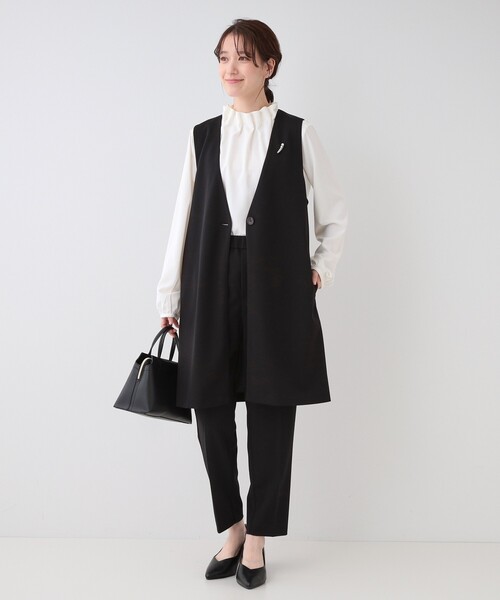SHOO・LA・RUE（シューラルー）の「【洗える/S-3L/セットアップ可】セレモニーや通勤にも カットジョーゼット ジレ（ベスト・レディース・ブラック/ネイビー/ナチュラル・04/03/02/01/05）」の16枚目の写真