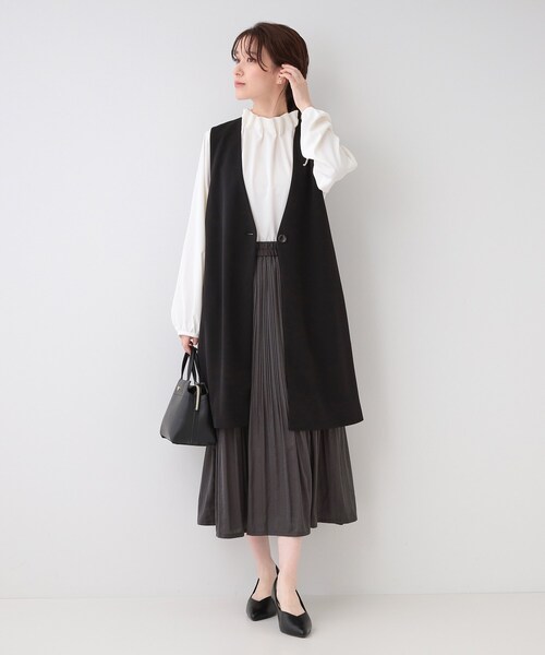 SHOO・LA・RUE（シューラルー）の「【洗える/S-3L/セットアップ可】セレモニーや通勤にも カットジョーゼット ジレ（ベスト・レディース・ブラック/ネイビー/ナチュラル・04/03/02/01/05）」の17枚目の写真