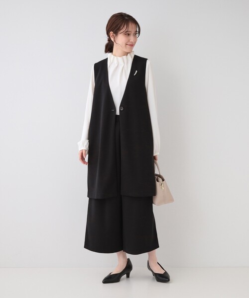SHOO・LA・RUE（シューラルー）の「【洗える/S-3L/セットアップ可】セレモニーや通勤にも カットジョーゼット ジレ（ベスト・レディース・ブラック/ネイビー/ナチュラル・04/03/02/01/05）」の18枚目の写真