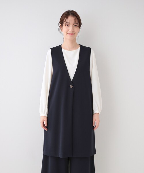 SHOO・LA・RUE（シューラルー）の「【洗える/S-3L/セットアップ可】セレモニーや通勤にも カットジョーゼット ジレ（ベスト・レディース・ブラック/ネイビー/ナチュラル・04/03/02/01/05）」の20枚目の写真