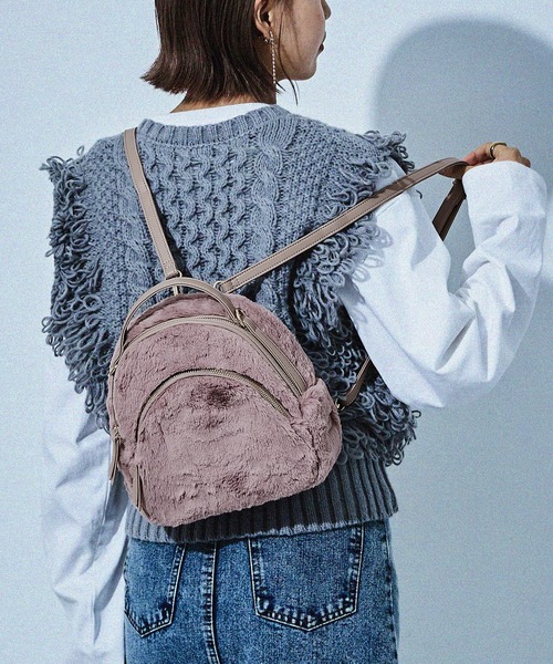 【セール】【HUNDRED】フェイクファー2WAYリュック ショルダーバッグ ハンドバッグ レディース きれいめ バッグパック（ショルダーバッグ）｜HUNDRED（ハンドレッド）