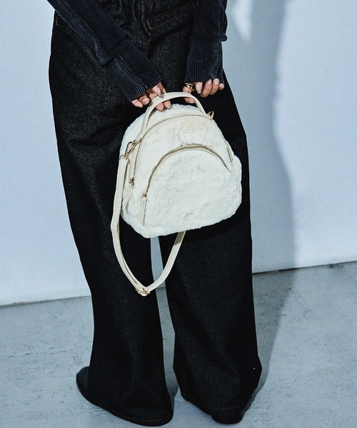 【ケイトスペード】フェイクファー　2WAYバック ショルダー 黒 ケイトスペード】フェイクファー 2WAYバック ショルダー 黒 セール