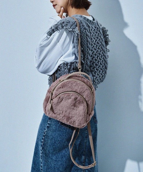 【セール】【HUNDRED】フェイクファー2WAYリュック ショルダーバッグ ハンドバッグ レディース きれいめ バッグパック（ショルダーバッグ）｜HUNDRED（ハンドレッド）