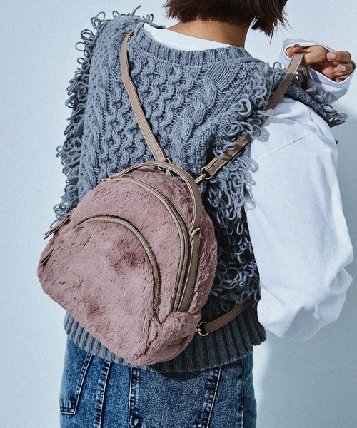 【セール】【HUNDRED】フェイクファー2WAYリュック ショルダーバッグ ハンドバッグ レディース きれいめ バッグパック（ショルダーバッグ）｜HUNDRED（ハンドレッド）